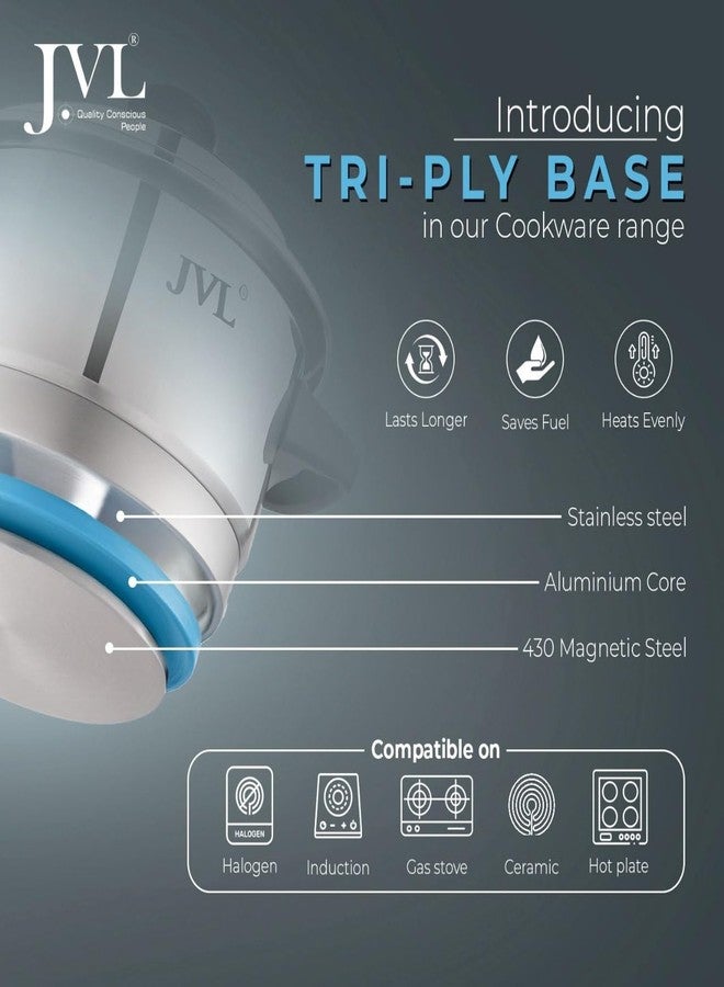 JVL Stainless Steel Triply Base Thatte Idly Maker (5 Thatte Idly, 5 Mini Idly plates) 1 Steamer Vessel, 5 Thatte Idly Plates, 5 Mini Idly Plates, 1 Stand, 1 Lifter and 1 Spatula - Image 3